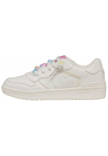 Sneaker Geox Sneaker Lederimitat/Textil Weiß Kombi