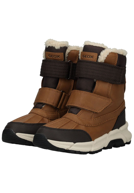 Geox Stiefel Lederimitat/Textil Dunkelbraun/Braun Warmfutter