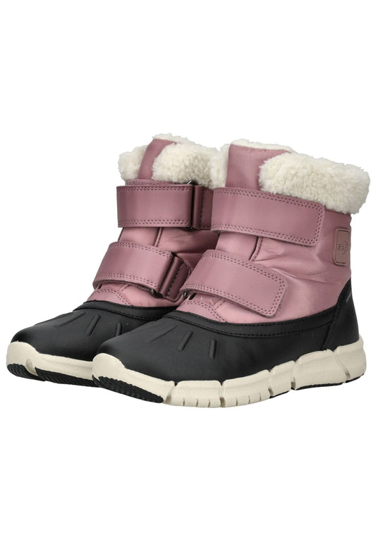 Geox Stiefel Lederimitat/Textil Schwarz/Rosa Warmfutter