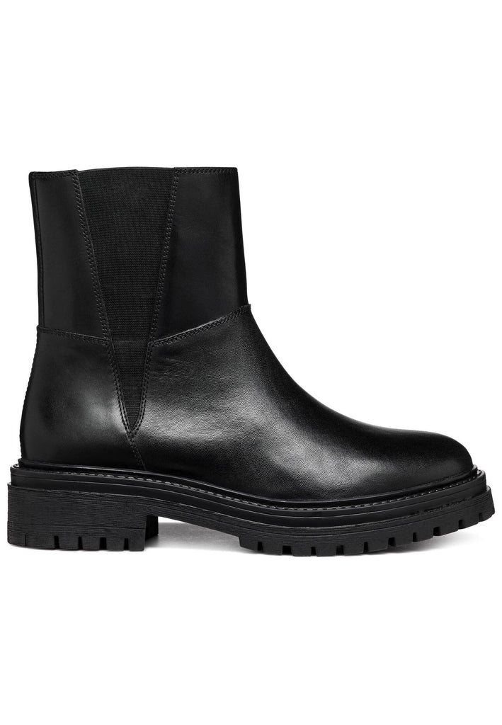 Geox Stiefelette Leder/Textil Schwarz/Schwarz