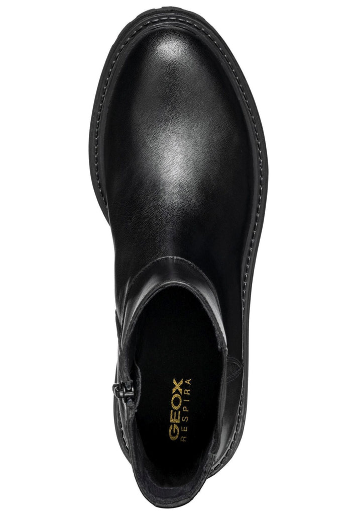 Geox Stiefelette Leder/Textil Schwarz/Schwarz