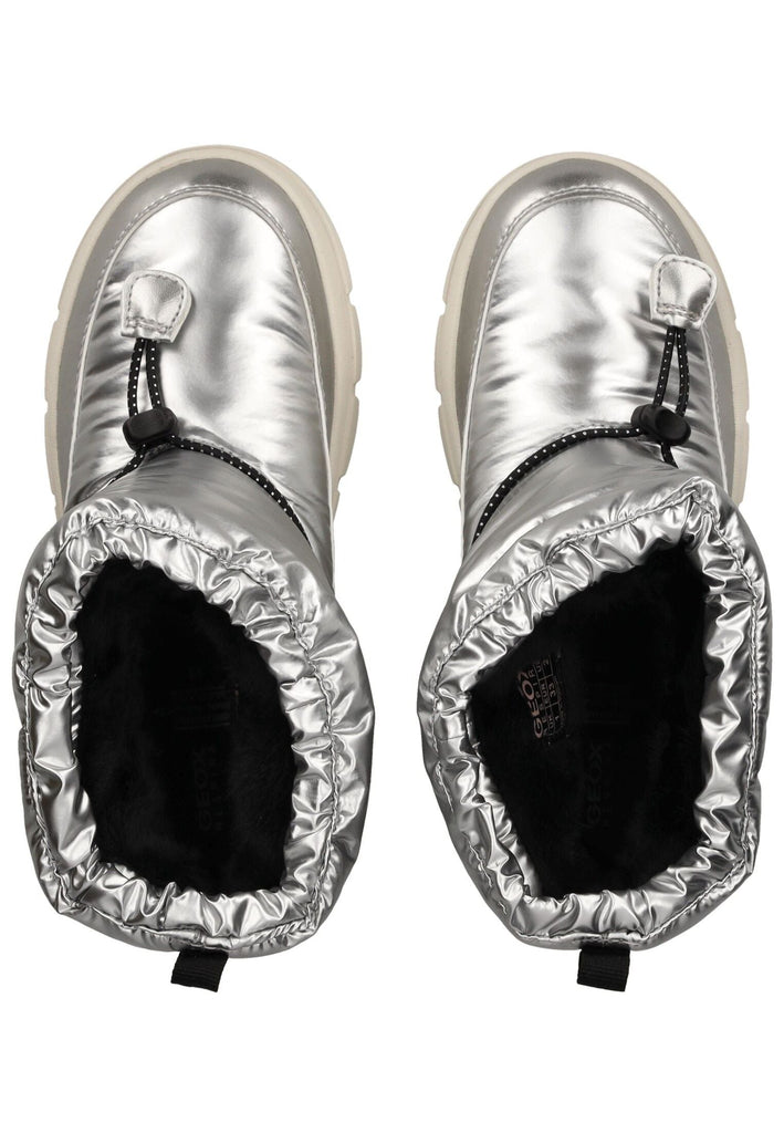 Geox Stiefelette Lederimitat/Nylon Silber/Schwarz Warmfutter