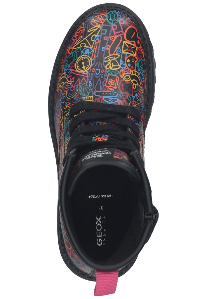 Geox Stiefelette Lederimitat Schwarz Multi