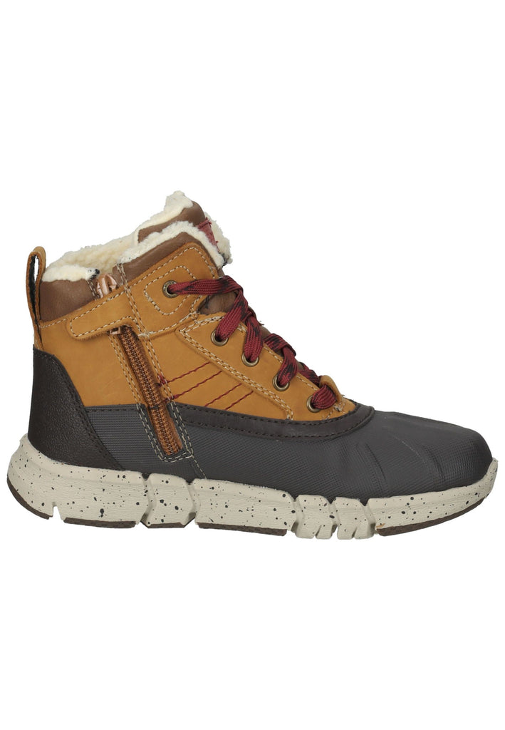 Geox Stiefelette Lederimitat/Textil Braun/Rot Warmfutter