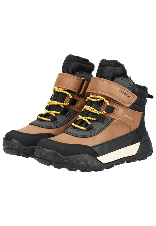 Geox Stiefelette Lederimitat/Textil Braun/Schwarz Warmfutter