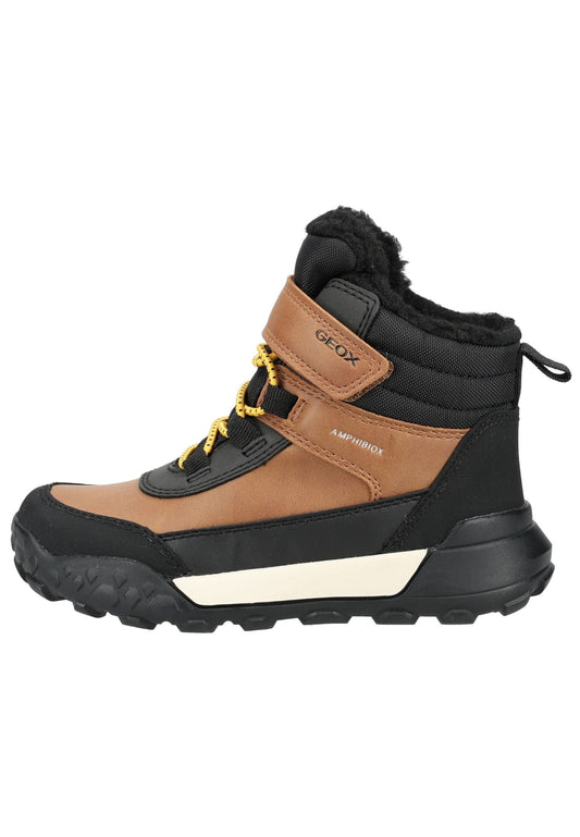 Geox Stiefelette Lederimitat/Textil Braun/Schwarz Warmfutter