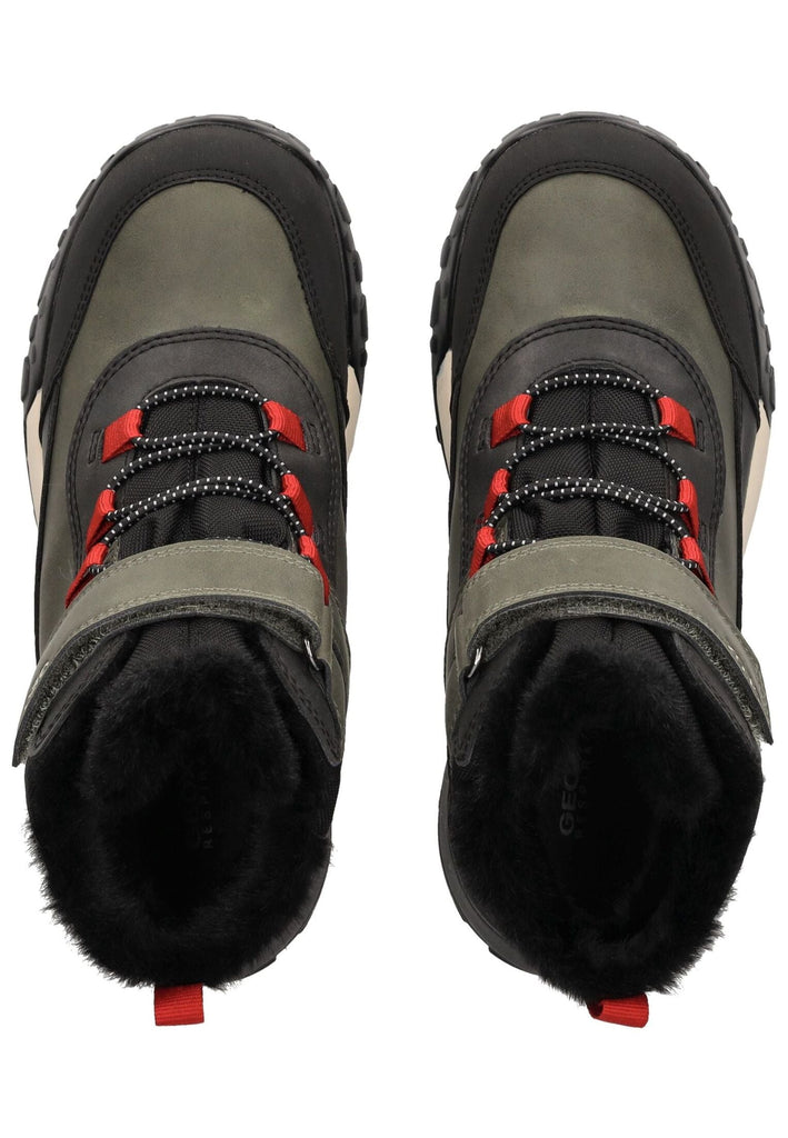 Geox Stiefelette Lederimitat/Textil Grün/Schwarz Warmfutter