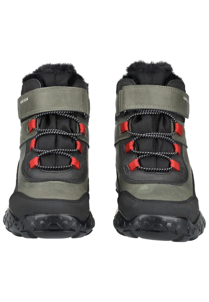 Geox Stiefelette Lederimitat/Textil Grün/Schwarz Warmfutter