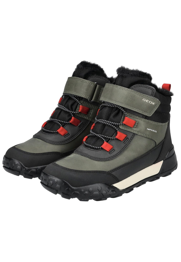 Geox Stiefelette Lederimitat/Textil Grün/Schwarz Warmfutter
