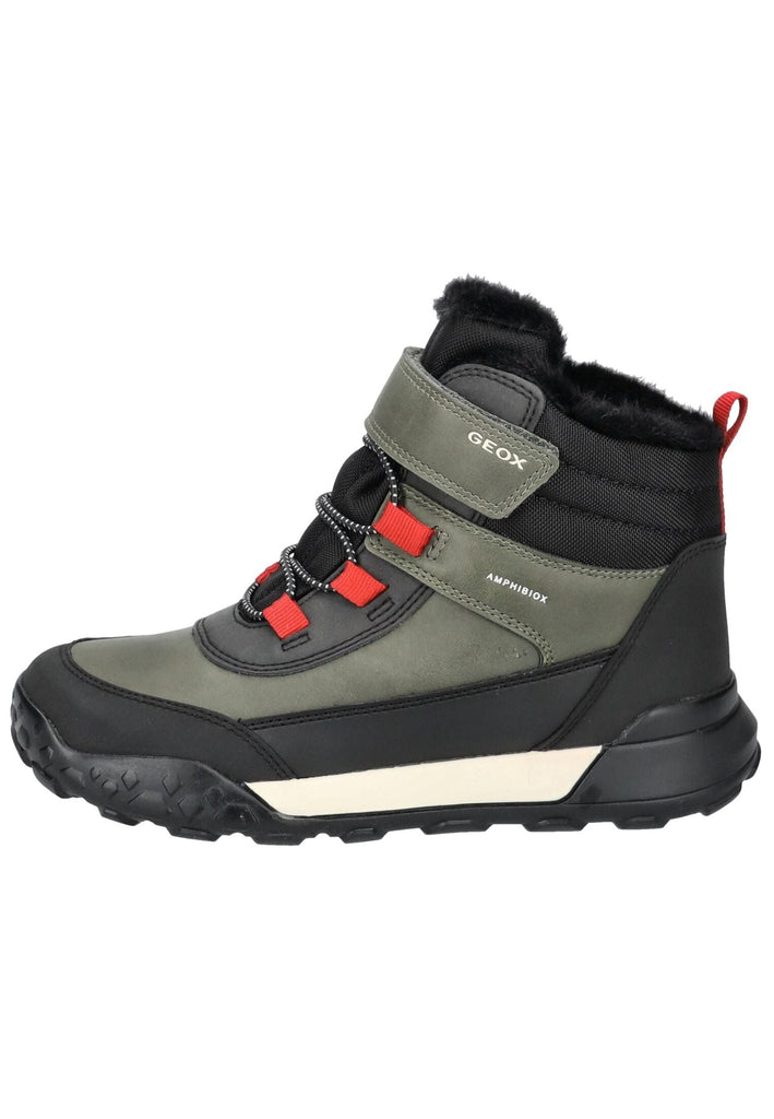 Geox Stiefelette Lederimitat/Textil Grün/Schwarz Warmfutter