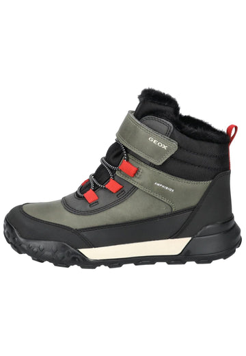 Geox Stiefelette Lederimitat/Textil Grün/Schwarz Warmfutter