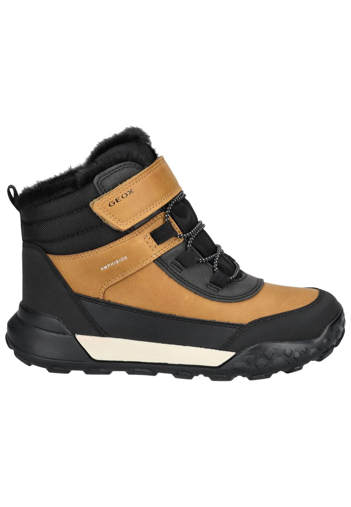 Geox Stiefelette Lederimitat/Textil Schwarz/Gelb Warmfutter