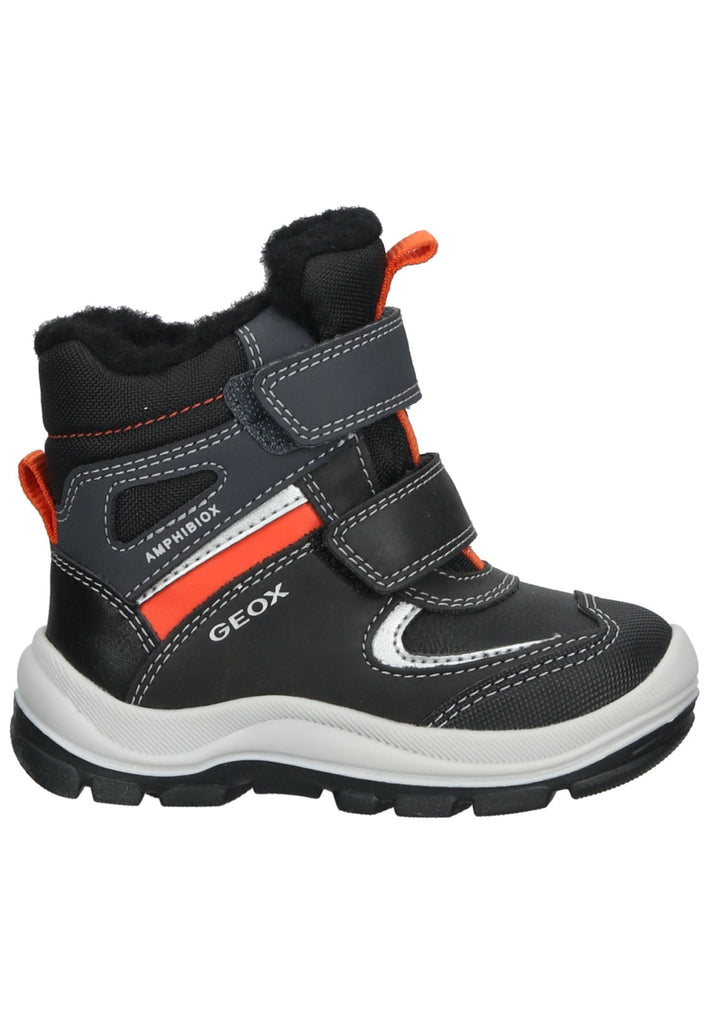 Geox Stiefelette Lederimitat/Textil Schwarz/Orange Warmfutter