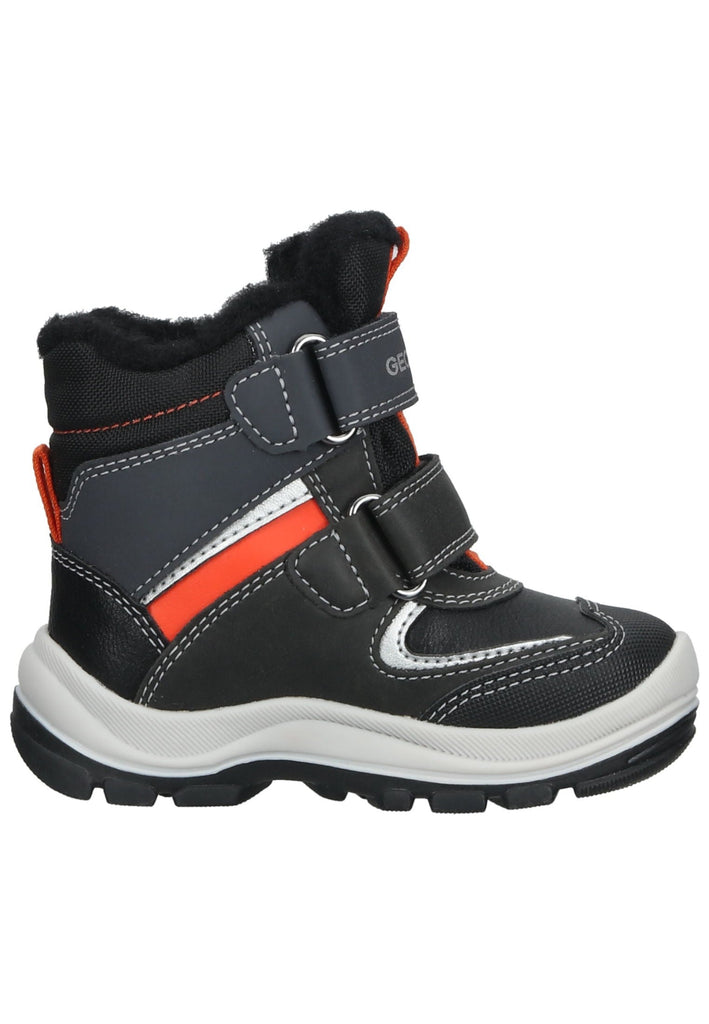Geox Stiefelette Lederimitat/Textil Schwarz/Orange Warmfutter