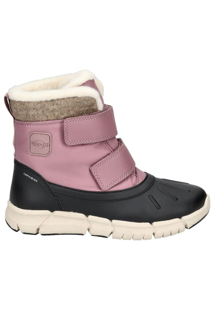 Geox Stiefelette Lederimitat/Textil Schwarz/Rosa Warmfutter