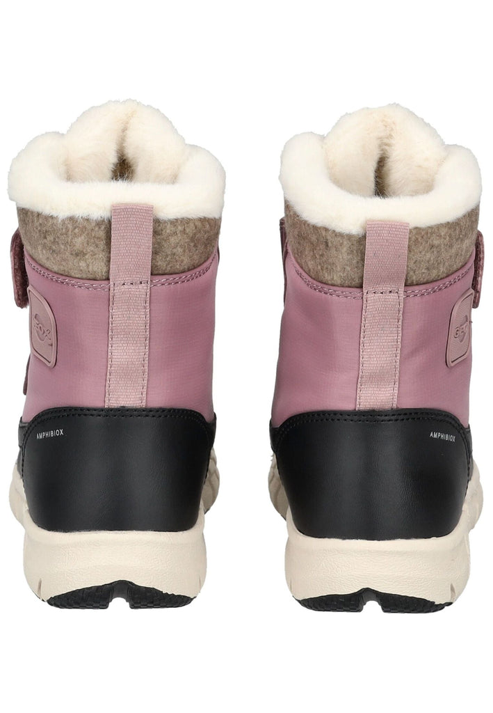 Geox Stiefelette Lederimitat/Textil Schwarz/Rosa Warmfutter