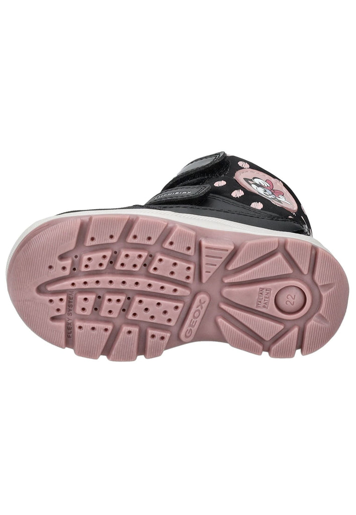 Geox Stiefelette Lederimitat/Textil Schwarz/Rosa Warmfutter