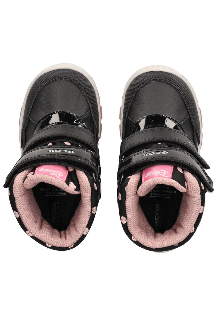 Geox Stiefelette Lederimitat/Textil Schwarz/Rosa Warmfutter