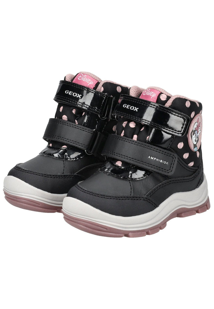 Geox Stiefelette Lederimitat/Textil Schwarz/Rosa Warmfutter