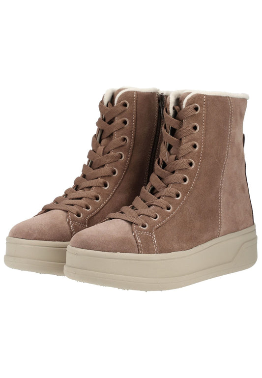 Geox Stiefelette Veloursleder Taupe Warmfutter