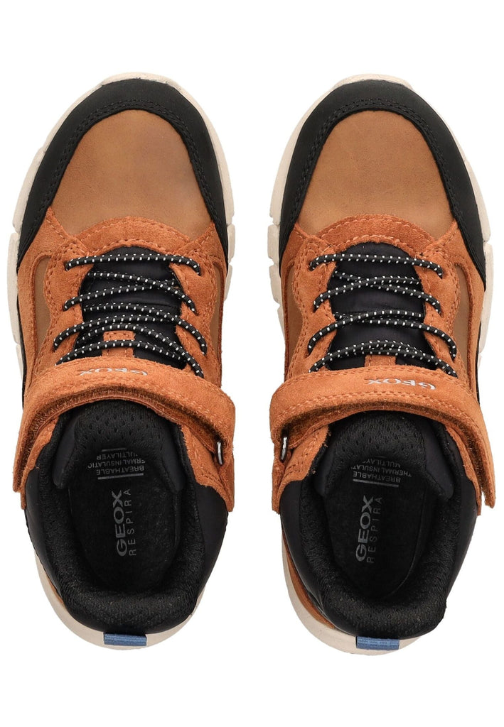 Geox Stiefelette Veolurs/Textil/Synthetik Braun/Schwarz Warmfutter