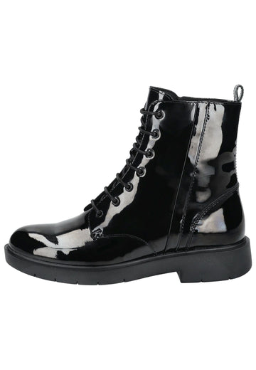 Stiefeletten Geox Stiefelette Leder Schwarz Lack