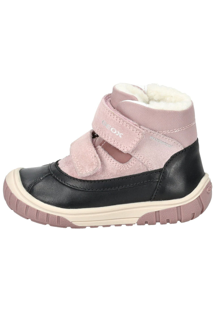Stiefeletten Geox Stiefelette Leder/Textil Schwarz/Rosa Warmfutter