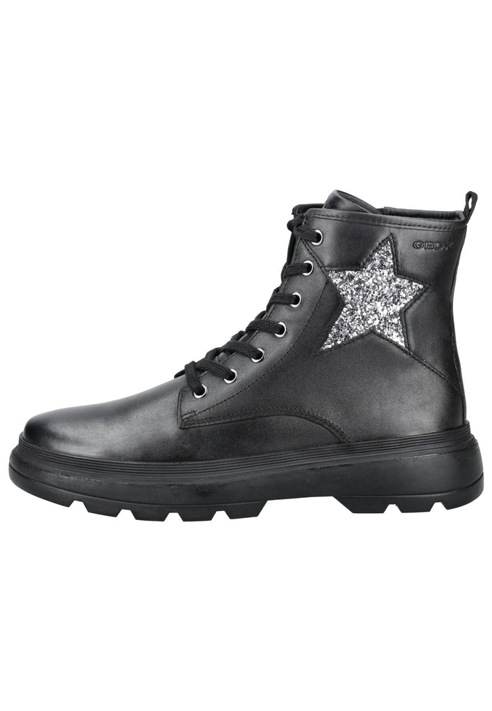 Stiefeletten Geox Stiefelette Leder/Textil Schwarz/Silber