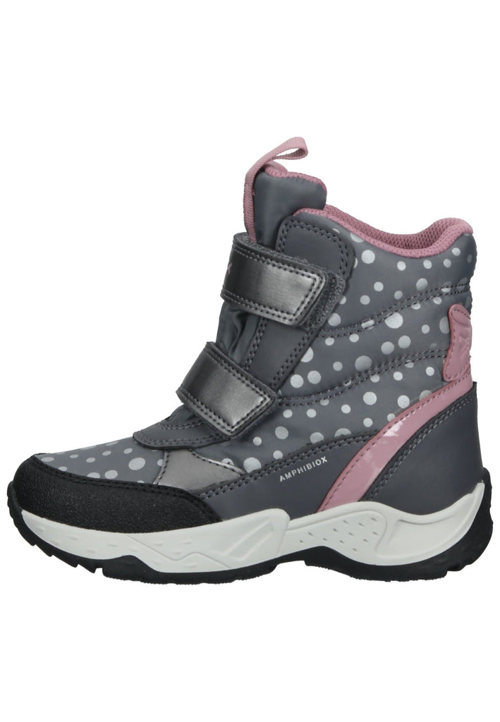 Stiefeletten Geox Stiefelette Lederimitat/Nylon Grau/Pink