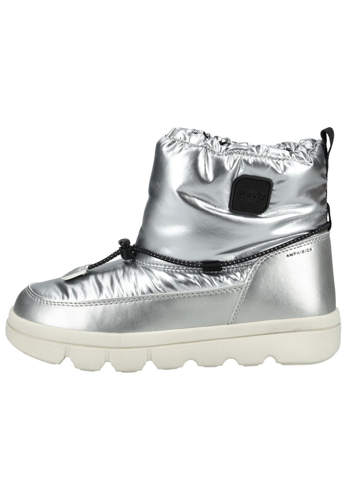 Stiefeletten Geox Stiefelette Lederimitat/Nylon Silber/Schwarz Warmfutter