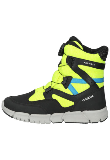 Stiefeletten Geox Stiefelette Lederimitat/Textil Schwarz/Gelb Warmfutter
