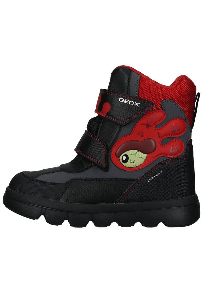 Stiefeletten Geox Stiefelette Lederimitat/Textil Schwarz/Rot