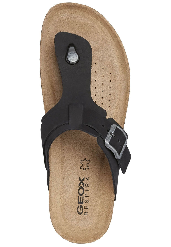 Geox Zehensteg Nubukleder Schwarz/Schwarz