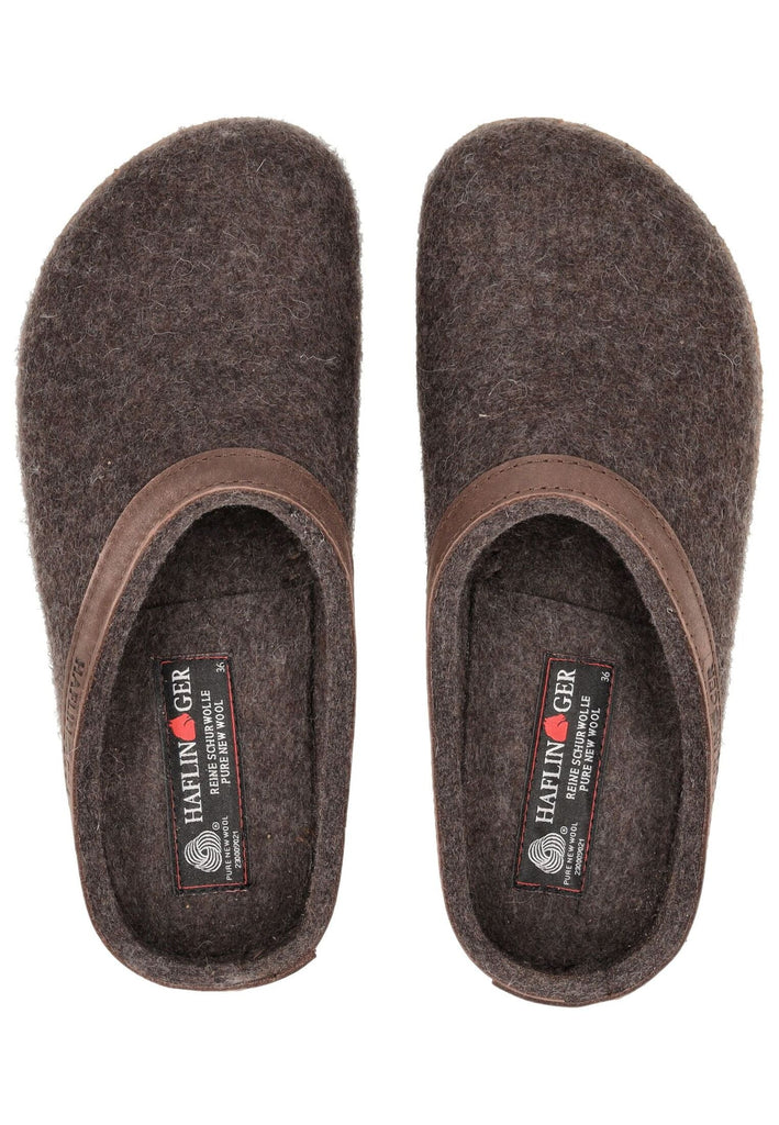 Haflinger Hausschuhe Filz Braun