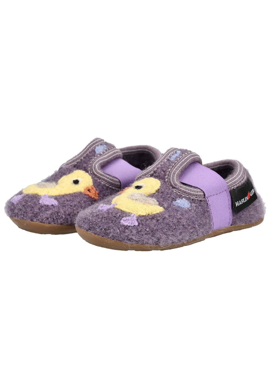 Haflinger Hausschuhe Wolle Aubergine