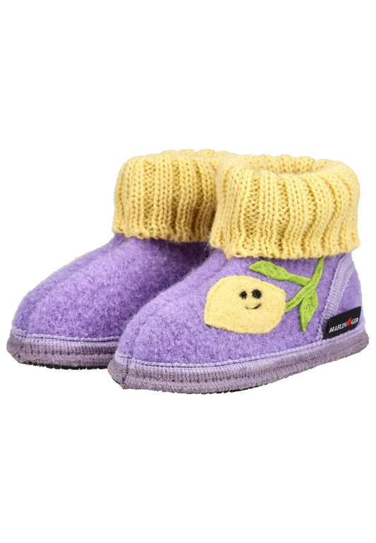 Haflinger Hausschuhe Wolle Violett