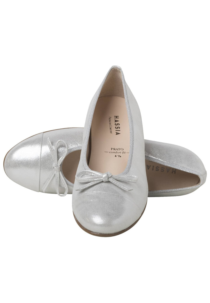 HASSIA Ballerinas Leder/Textil Silber