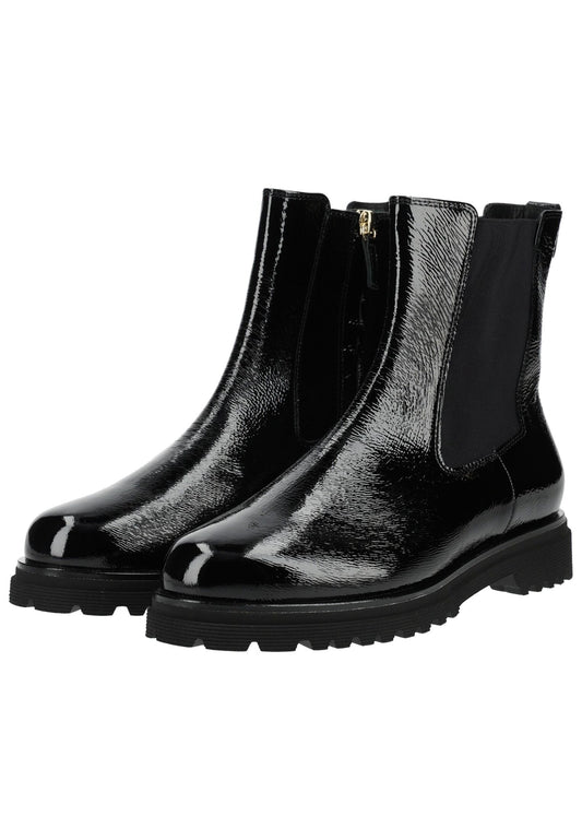 HASSIA Stiefelette Leder/Textil Schwarz Lack