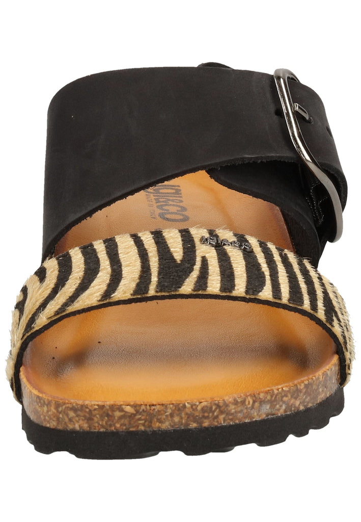 IGI&CO Pantoletten Leder/Textil Schwarz/Braun