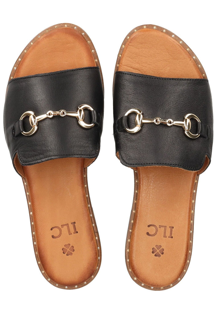 ILC Pantoletten Leder Schwarz