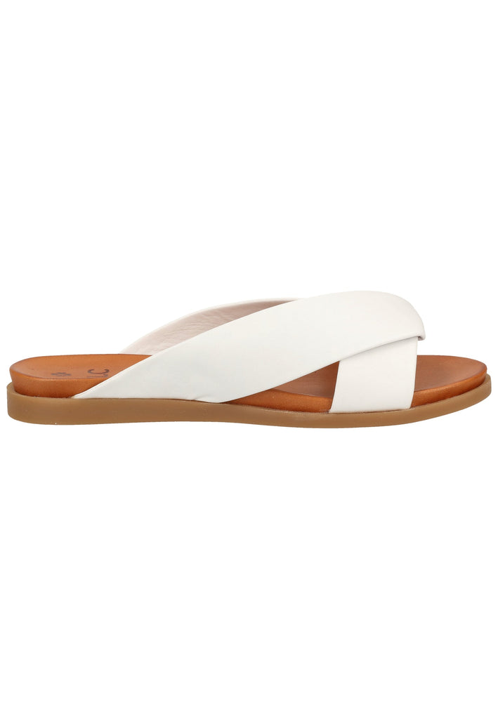 ILC Pantoletten Leder Weiß/Braun