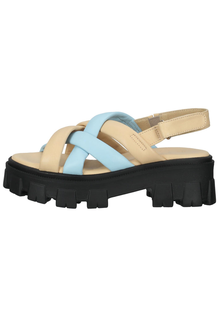 ILC Sandalen Leder Beige/Blau