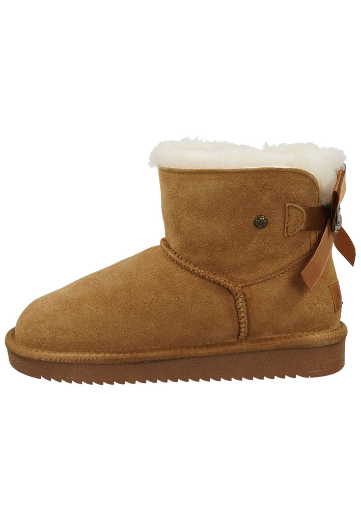 Stiefeletten ILC Stiefelette Veloursleder Cognac Warmfutter