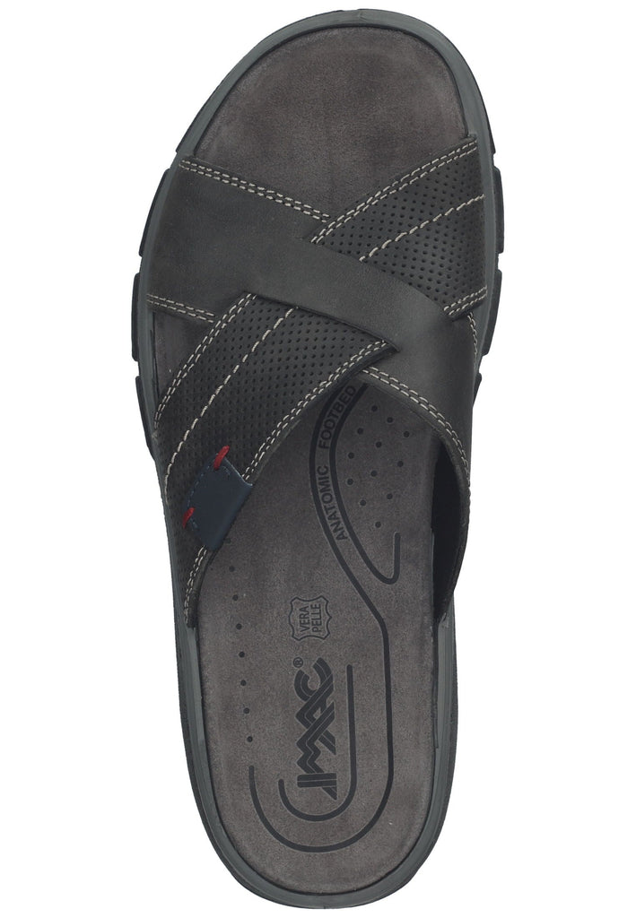 IMAC Pantoletten Leder Grau/Blau