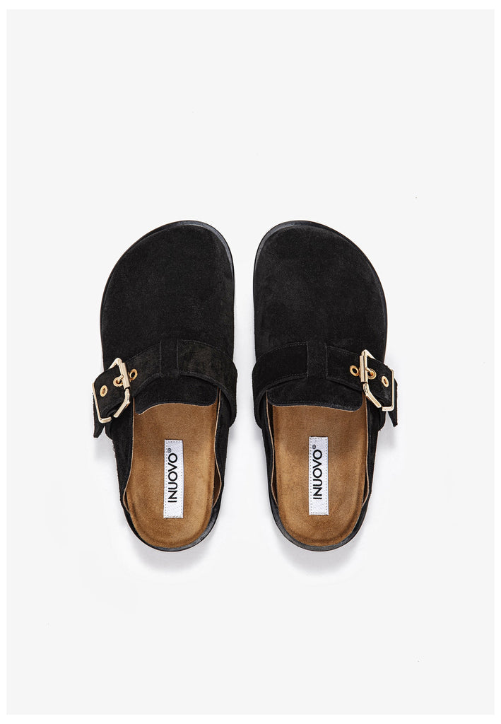 Inuovo Clogs Veloursleder Schwarz