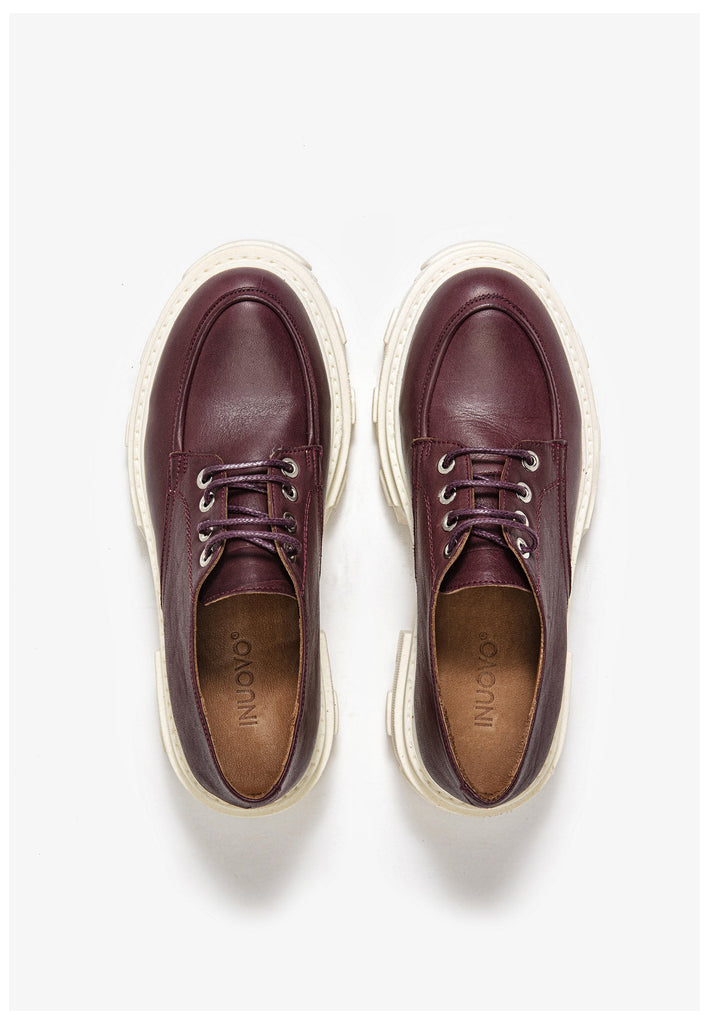 Inuovo Halbschuhe Leder Dunkelrot