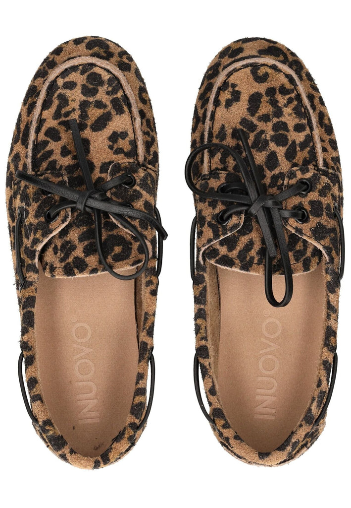 Inuovo Halbschuhe Veloursleder Leopard