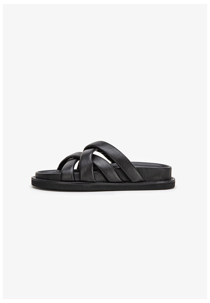 Inuovo Pantoletten Glattleder Schwarz