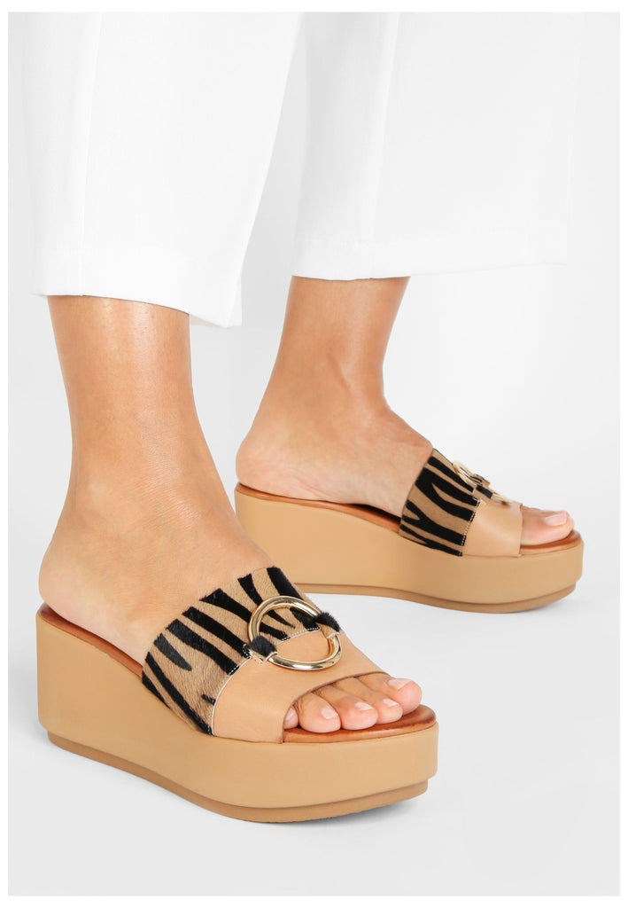 Inuovo Pantoletten Leder Braun/Schwarz