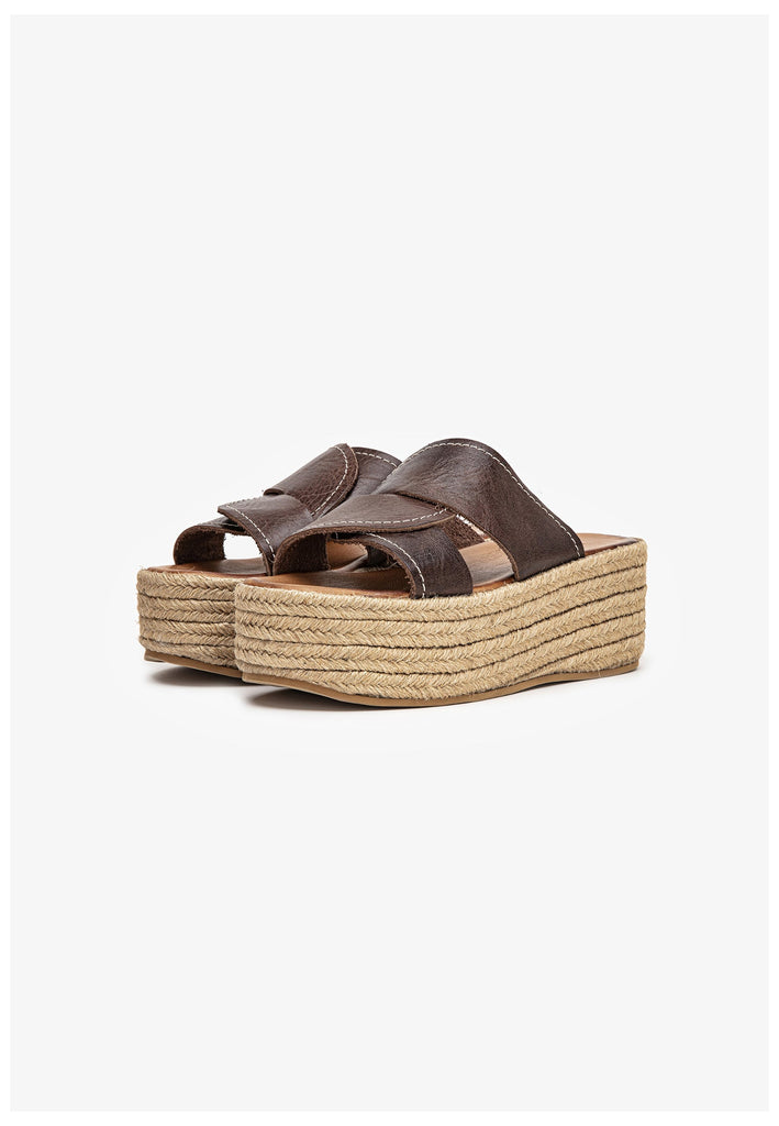 Inuovo Pantoletten Leder Dunkelbraun